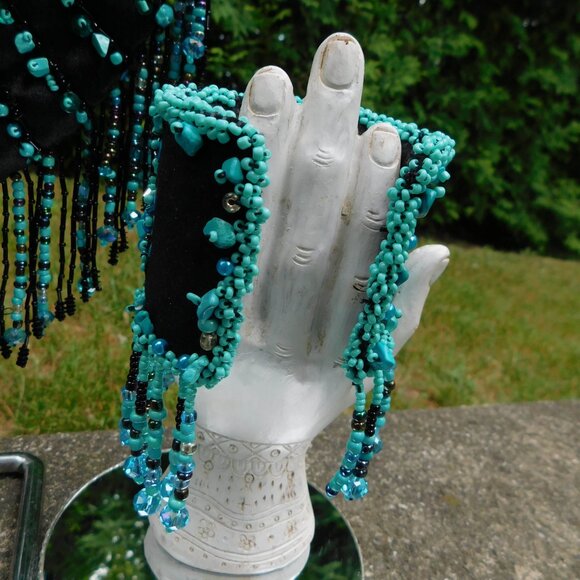 Upcycle Satin Beaded Fringe Bag and Cuff Fringe Bracelet - Picture 5 of 8